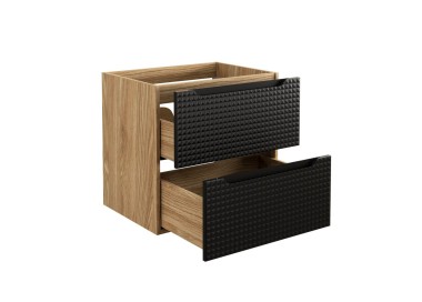 Comad Závěsná skříňka pod umyvadlo Luxor Black s deskou 70 cm dub olejovaný/černá