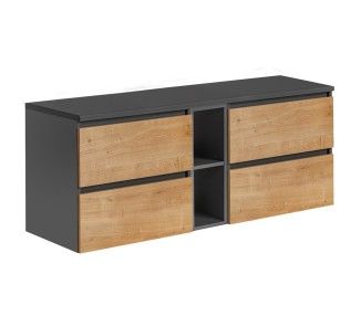 Comad Závěsná skříňka pod umyvadlo Monako s deskou 140 cm šedá/dub hamilton