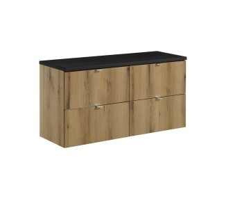 Comad Závěsná skříňka pod umyvadlo Nova Oak s deskou 120 cm dub evoke/černá