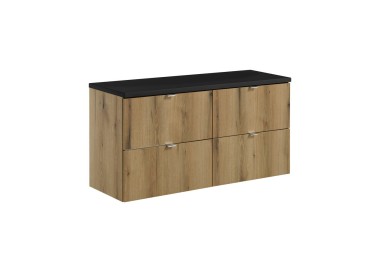 Comad Závěsná skříňka pod umyvadlo Nova Oak s deskou 120 cm dub evoke/černá