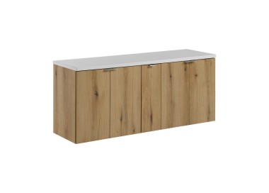 Comad Závěsná skříňka pod umyvadlo Nova Oak s deskou 140 cm dub evoke/bílá