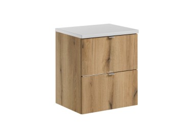Comad Závěsná skříňka pod umyvadlo Nova Oak s deskou 50 cm bílá/dub evoke