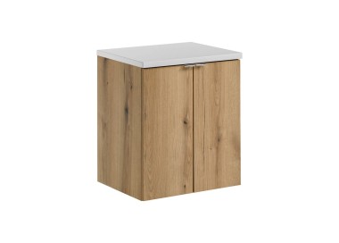 Comad Závěsná skříňka pod umyvadlo Nova Oak s deskou 50 cm dub evoke/bílá