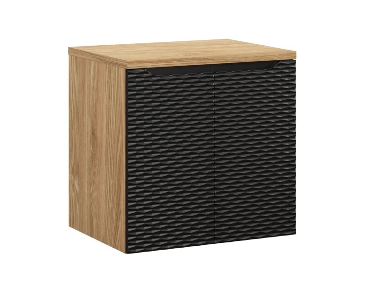 Comad Závěsná skříňka pod umyvadlo Ocean I s deskou 60 cm černá/dub olejovaný