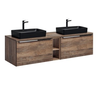 Comad Závěsná skříňka pod umyvadlo SantaFe Slim s deskou a umyvadly 180 cm dub santa fe vintage