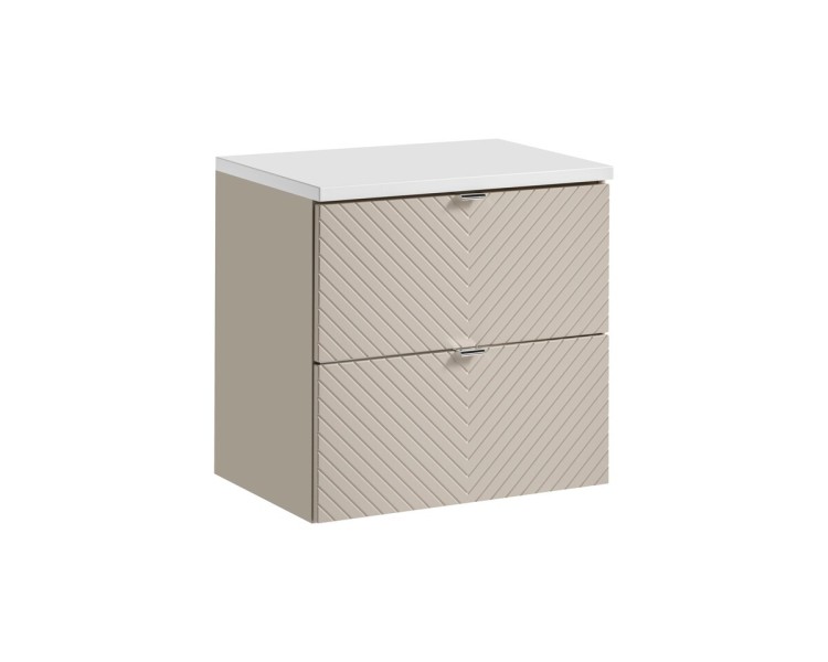 Comad Závěsná skříňka pod umyvadlo Viva Cashmere s deskou 60 cm kašmír/bílá