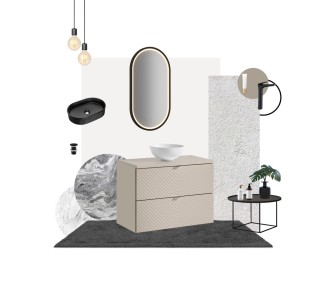 Comad Závěsná skříňka pod umyvadlo Viva Cashmere s deskou 60 cm kašmír/bílá