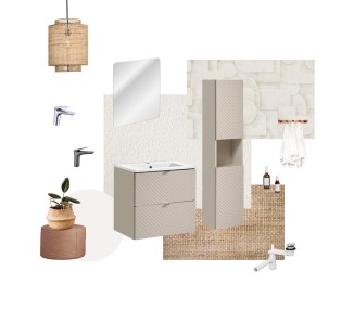 Comad Závěsná skříňka pod umyvadlo Viva Cashmere s deskou 60 cm kašmír/dub evoke