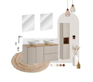 Comad Závěsná skříňka pod umyvadlo Viva Cashmere s deskou 60 cm kašmír/dub evoke