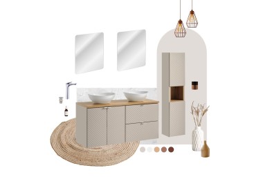 Comad Závěsná skříňka pod umyvadlo Viva Cashmere s deskou 60 cm kašmír/dub evoke