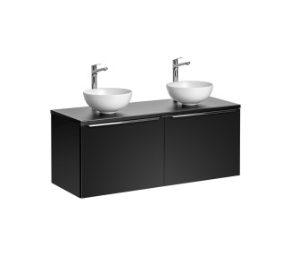 Comad Závěsná skříňka SantaFe Domi s deskou a umyvadly 120 cm černá