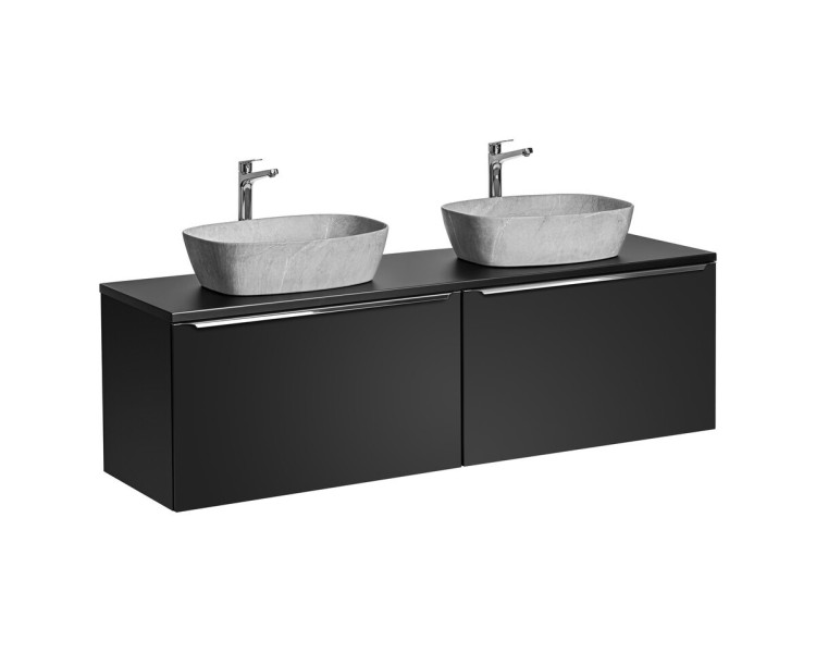 Comad Závěsná skříňka SantaFe Mona s deskou a umyvadly 160 cm černá