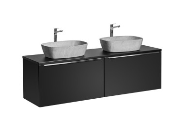 Comad Závěsná skříňka SantaFe Mona s deskou a umyvadly 160 cm černá