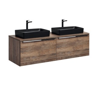 Comad Závěsná skříňka SantaFe Slim s deskou a umyvadly 160 cm dub santa fe vintage