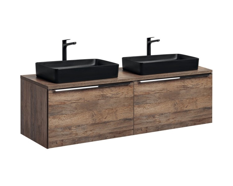 Comad Závěsná skříňka SantaFe Slim s deskou a umyvadly 160 cm dub santa fe vintage