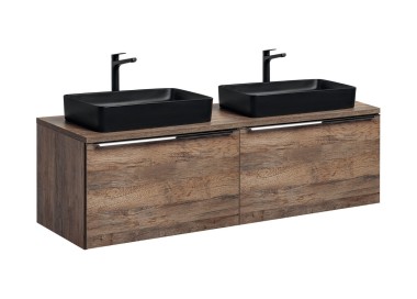 Comad Závěsná skříňka SantaFe Slim s deskou a umyvadly 160 cm dub santa fe vintage