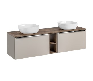 Comad Závěsná skříňka SantaFe Smile s deskou a umyvadlem 180 cm taupe/dub santa fe vintage