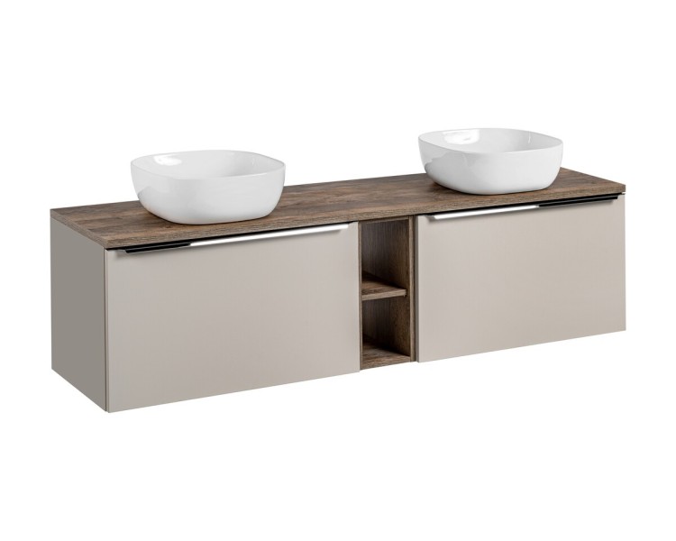 Comad Závěsná skříňka SantaFe Smile s deskou a umyvadlem 180 cm taupe/dub santa fe vintage