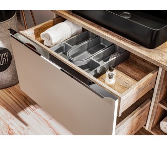 Comad Závěsná skříňka SantaFe Smile s deskou a umyvadlem 180 cm taupe/dub santa fe vintage