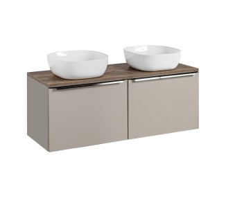 Comad Závěsná skříňka SantaFe Smile s deskou a umyvadly 120 cm taupe/dub santa fe vintage