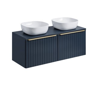 Comad Závěsná skříňka SantaFe Smile s deskou a umyvadly 120 cm tmavě modrá