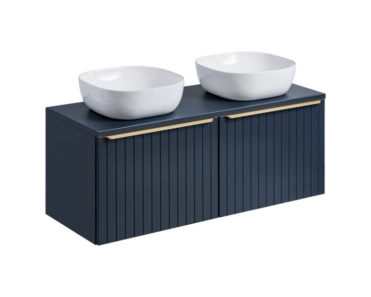 Comad Závěsná skříňka SantaFe Smile s deskou a umyvadly 120 cm tmavě modrá