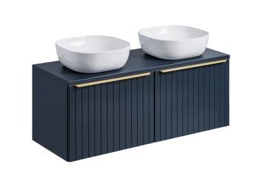 Comad Závěsná skříňka SantaFe Smile s deskou a umyvadly 120 cm tmavě modrá