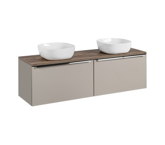Comad Závěsná skříňka SantaFe Smile s deskou a umyvadly 160 cm taupe/dub santa fe vintage