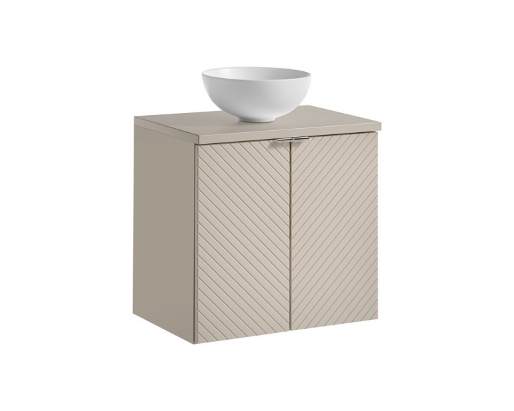 Comad Závěsná skříňka Viva Cashmere Domi II s deskou a umyvadlem 60 cm kašmírová