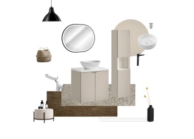 Comad Závěsná skříňka Viva Cashmere s deskou 60 cm kašmírová/bílá