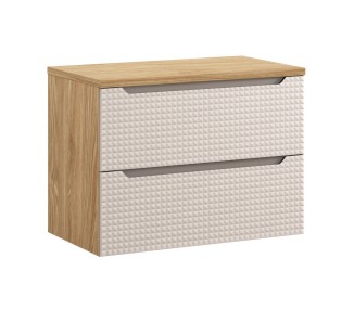 Comad Závěsná umyvadlová skříňka Luxor Beige s deskou 80 cm béžová/dub olejovaný