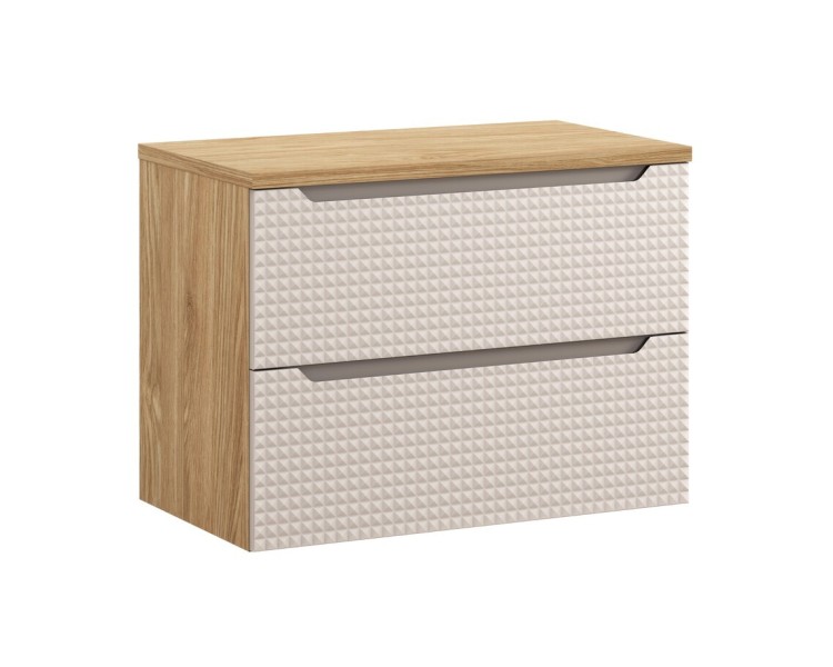 Comad Závěsná umyvadlová skříňka Luxor Beige s deskou 80 cm béžová/dub olejovaný