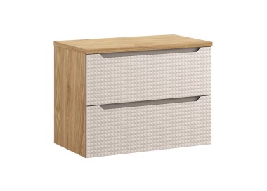 Comad Závěsná umyvadlová skříňka Luxor Beige s deskou 80 cm béžová/dub olejovaný
