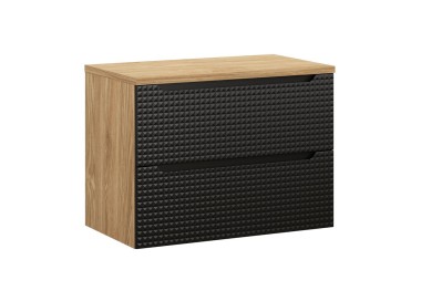 Comad Závěsná umyvadlová skříňka Luxor Black s deskou 80 cm černá/dub olejovaný