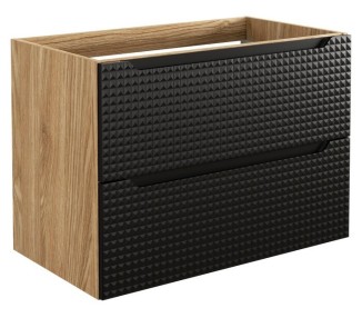 Comad Závěsná umyvadlová skříňka Luxor Black s deskou 80 cm černá/dub olejovaný