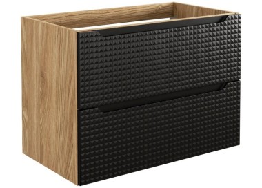 Comad Závěsná umyvadlová skříňka Luxor Black s deskou 80 cm černá/dub olejovaný