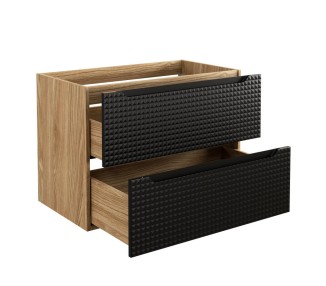 Comad Závěsná umyvadlová skříňka Luxor Black s deskou 80 cm černá/dub olejovaný