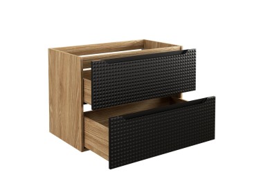 Comad Závěsná umyvadlová skříňka Luxor Black s deskou 80 cm černá/dub olejovaný