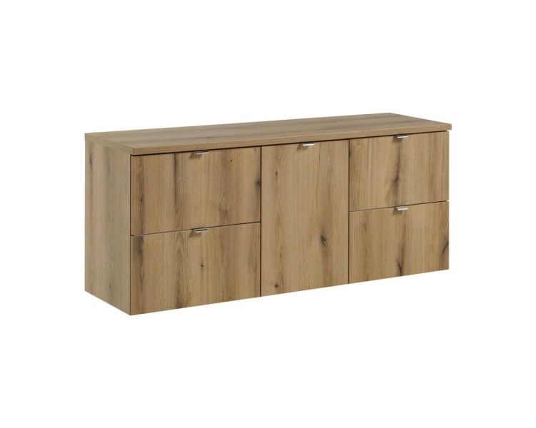 Comad Závěsná umyvadlová skříňka Nova Oak s deskou 140 cm dub evoke