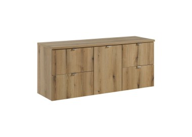Comad Závěsná umyvadlová skříňka Nova Oak s deskou 140 cm dub evoke