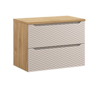 Comad Závěsná umyvadlová skříňka Ocean s deskou 80 cm béžová/dub olejovaný