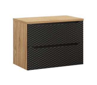 Comad Závěsná umyvadlová skříňka Ocean s deskou 80 cm černá/dub olejovaný
