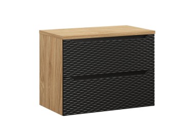 Comad Závěsná umyvadlová skříňka Ocean s deskou 80 cm černá/dub olejovaný