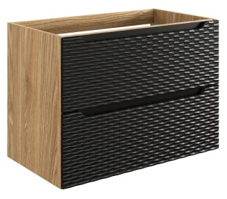 Comad Závěsná umyvadlová skříňka Ocean s deskou 80 cm černá/dub olejovaný