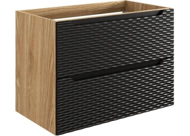 Comad Závěsná umyvadlová skříňka Ocean s deskou 80 cm černá/dub olejovaný