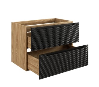 Comad Závěsná umyvadlová skříňka Ocean s deskou 80 cm černá/dub olejovaný