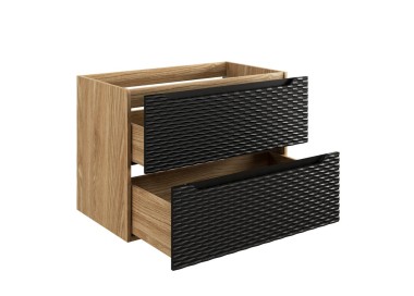 Comad Závěsná umyvadlová skříňka Ocean s deskou 80 cm černá/dub olejovaný