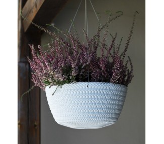 DekorStyle Závěsný květináč 24x13 cm Fancy bílý