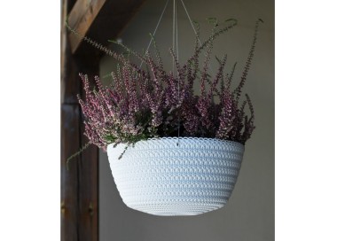 DekorStyle Závěsný květináč 24x13 cm Fancy bílý