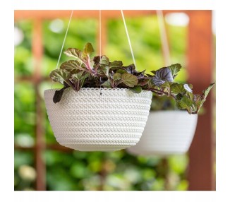 DekorStyle Závěsný květináč 24x13 cm Fancy bílý